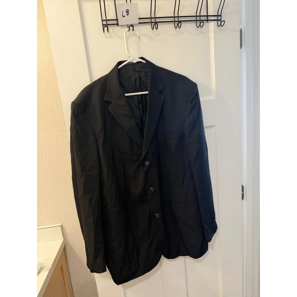 City‎ Streets Mens Black Worsted Wool Blend 3 Button Suit Jacket Blazer 42L
